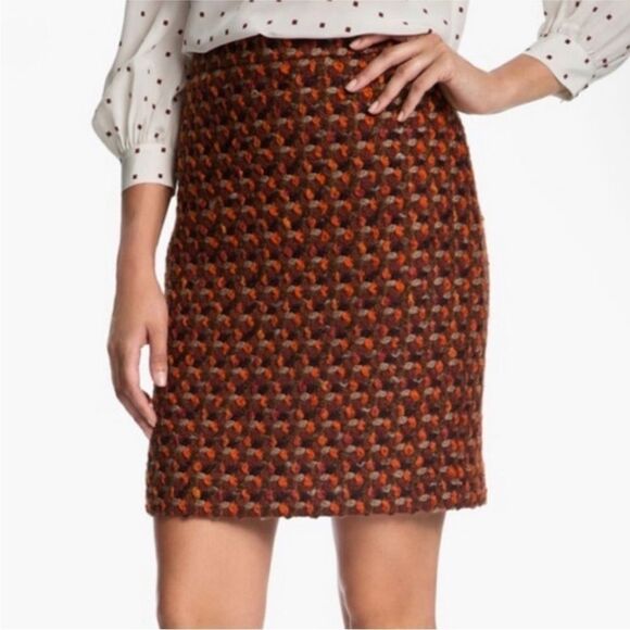 KATE SPADEJudy Wool Blend Tweed Mini Pencil Skirt Rust Combo Women’s Size 4